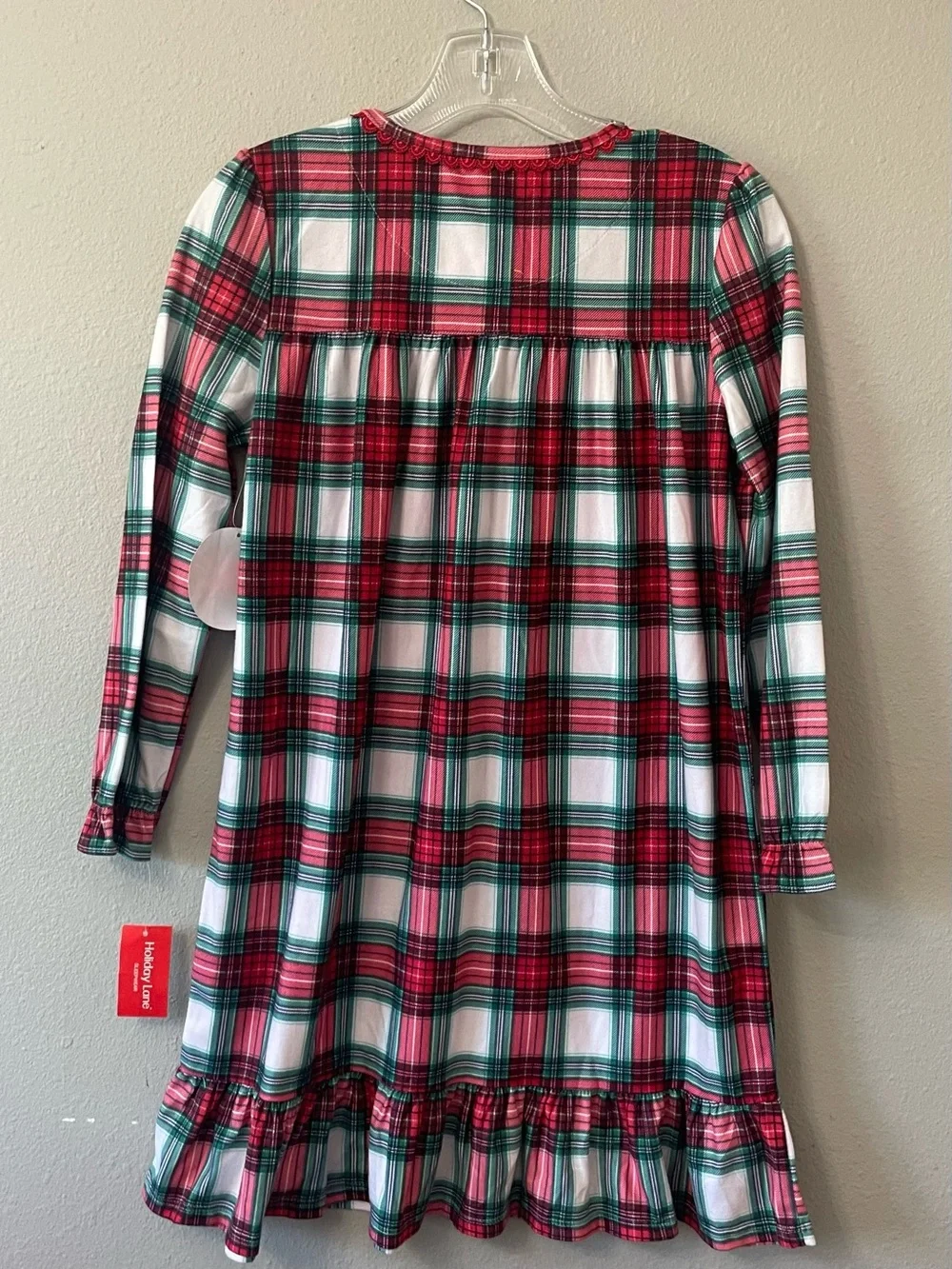 Holiday Lane Girls' Red & Green Plaid Long-Sleeve Nightgown